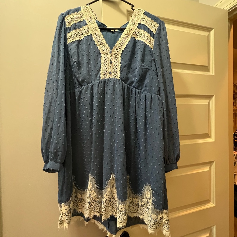 Umgee blue lace tunic/dress